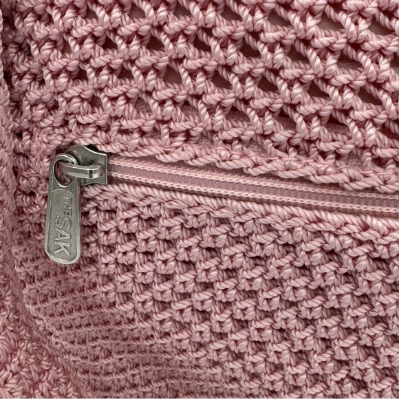 The Sak Crochet Tote Bag Shoulder Bag Blush Pink Dusty Rose - Picture 3 of 10